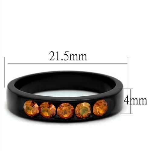 TK2206 - IP Black(Ion Plating) Stainless Steel Ring with Top Grade Crystal  in Champagne-1