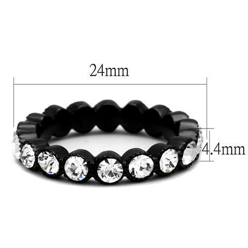 TK2207 - IP Black(Ion Plating) Stainless Steel Ring with Top Grade Crystal  in Clear-1