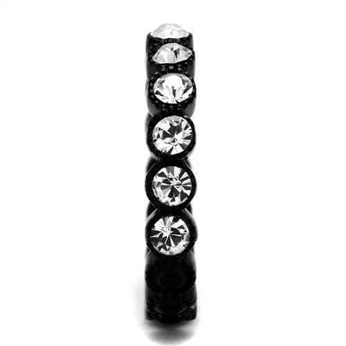 TK2207 - IP Black(Ion Plating) Stainless Steel Ring with Top Grade Crystal  in Clear-3