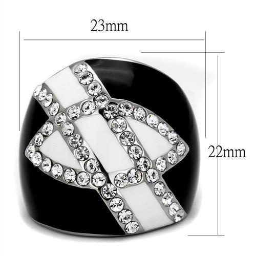 TK2211 - High polished (no plating) Stainless Steel Ring with Top Grade Crystal  in Clear-1