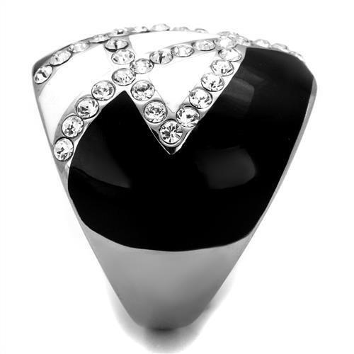 TK2211 - High polished (no plating) Stainless Steel Ring with Top Grade Crystal  in Clear-3