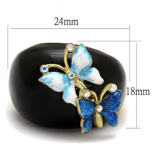 TK2212 - IP Gold(Ion Plating) Stainless Steel Ring with Top Grade Crystal  in White AB-1