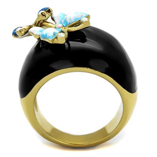 TK2212 - IP Gold(Ion Plating) Stainless Steel Ring with Top Grade Crystal  in White AB-2