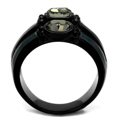 TK2214 - IP Black(Ion Plating) Stainless Steel Ring with Top Grade Crystal  in Black Diamond-2