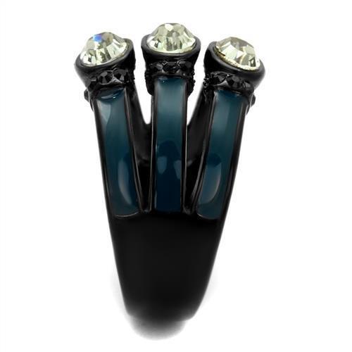 TK2214 - IP Black(Ion Plating) Stainless Steel Ring with Top Grade Crystal  in Black Diamond-3