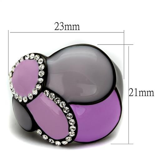 TK2215 - IP Black(Ion Plating) Stainless Steel Ring with Top Grade Crystal  in Clear-1
