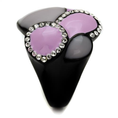 TK2215 - IP Black(Ion Plating) Stainless Steel Ring with Top Grade Crystal  in Clear-3