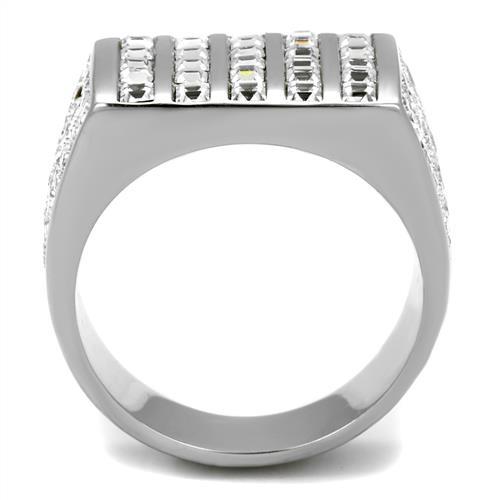 TK2219 - High polished (no plating) Stainless Steel Ring with Top Grade Crystal  in Clear-2