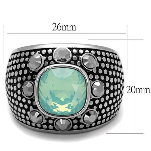 TK2223 - High polished (no plating) Stainless Steel Ring with Top Grade Crystal  in Fireopal-1