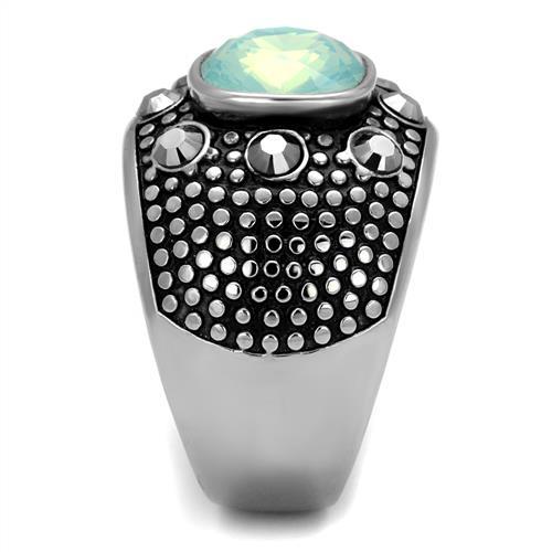 TK2223 - High polished (no plating) Stainless Steel Ring with Top Grade Crystal  in Fireopal-3