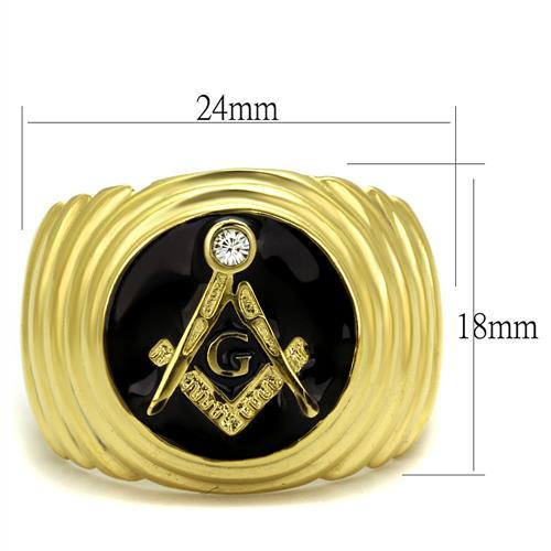 TK2224 - IP Gold(Ion Plating) Stainless Steel Ring with Top Grade Crystal  in Clear-1