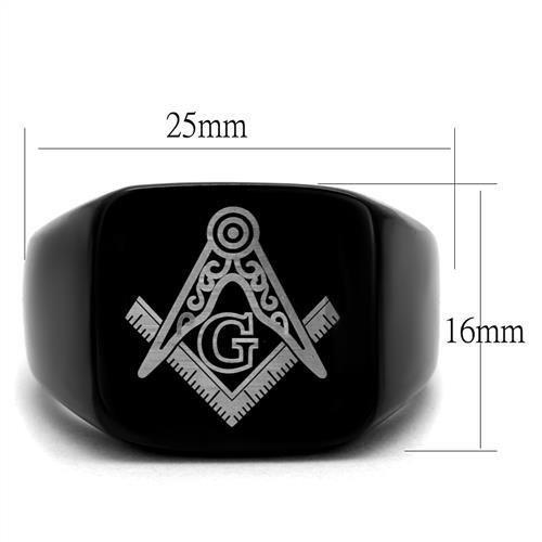 TK2227 - IP Black(Ion Plating) Stainless Steel Ring with No Stone-1