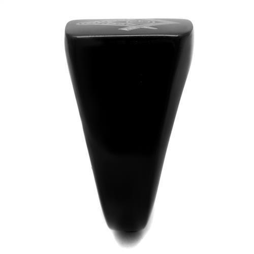 TK2227 - IP Black(Ion Plating) Stainless Steel Ring with No Stone-3