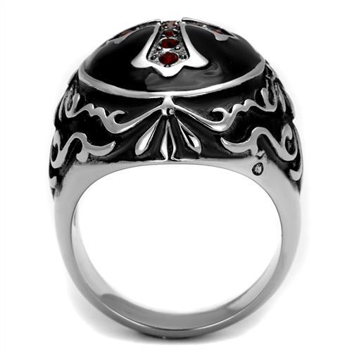 TK2229 - High polished (no plating) Stainless Steel Ring with Top Grade Crystal  in Siam-2