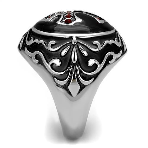 TK2229 - High polished (no plating) Stainless Steel Ring with Top Grade Crystal  in Siam-3
