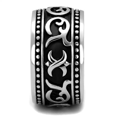 TK2233 - High polished (no plating) Stainless Steel Ring with Epoxy  in Jet-3