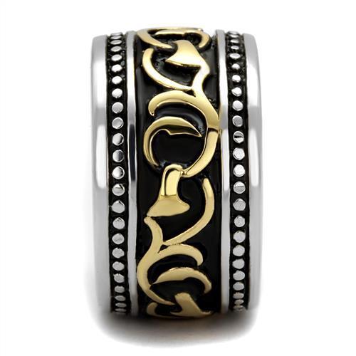 TK2234 - Two-Tone IP Gold (Ion Plating) Stainless Steel Ring with Epoxy  in Jet-3