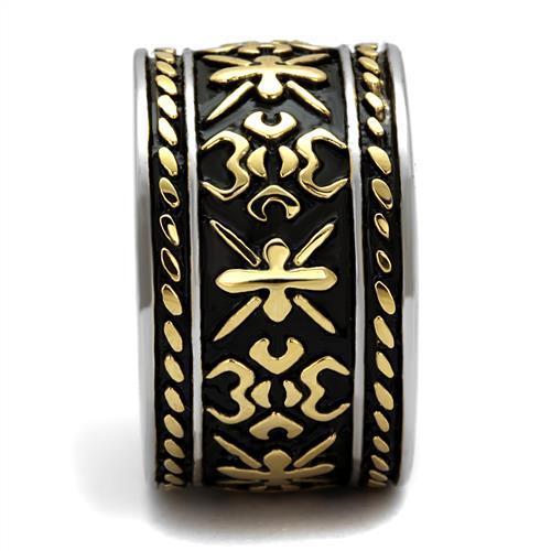 TK2236 - Two-Tone IP Gold (Ion Plating) Stainless Steel Ring with Epoxy  in Jet-3