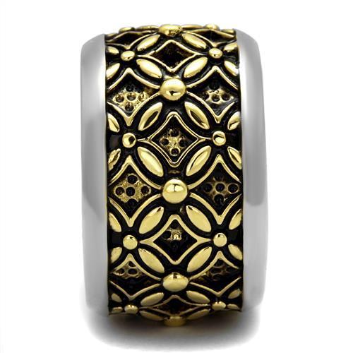 TK2237 - Two-Tone IP Gold (Ion Plating) Stainless Steel Ring with Epoxy  in Jet-3