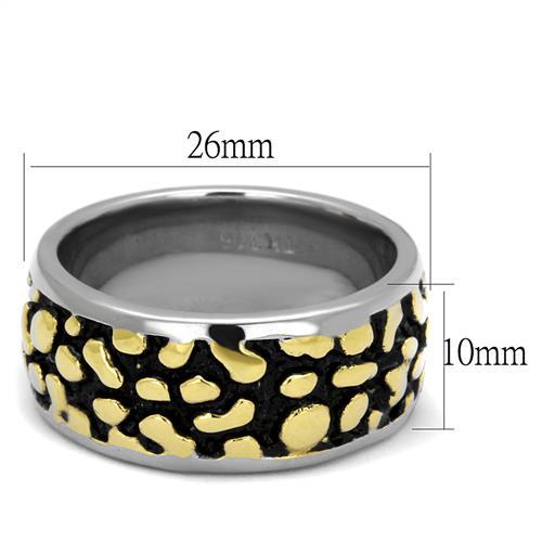 TK2238 - Two-Tone IP Gold (Ion Plating) Stainless Steel Ring with Epoxy  in Jet-1