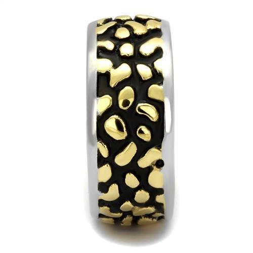TK2238 - Two-Tone IP Gold (Ion Plating) Stainless Steel Ring with Epoxy  in Jet-3