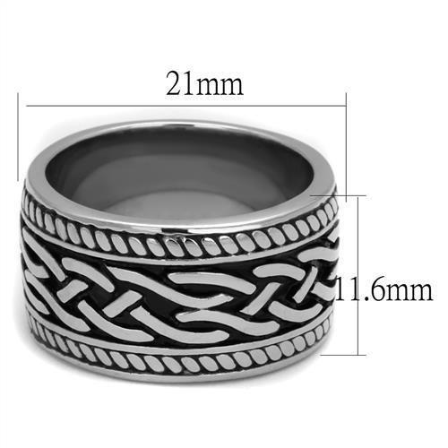 TK2239 - High polished (no plating) Stainless Steel Ring with Epoxy  in Jet-1