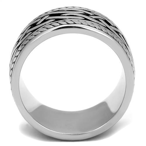 TK2239 - High polished (no plating) Stainless Steel Ring with Epoxy  in Jet-2