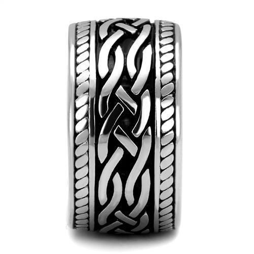 TK2239 - High polished (no plating) Stainless Steel Ring with Epoxy  in Jet-3