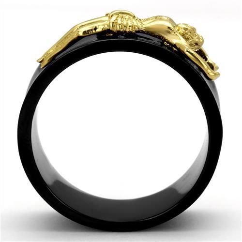 TK2240 - IP Gold+ IP Black (Ion Plating) Stainless Steel Ring with No Stone-2