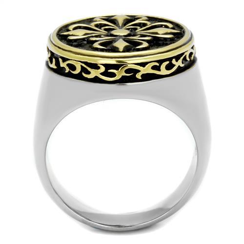 TK2241 - Two-Tone IP Gold (Ion Plating) Stainless Steel Ring with Epoxy  in Jet-2