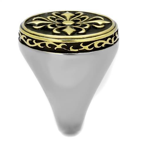 TK2241 - Two-Tone IP Gold (Ion Plating) Stainless Steel Ring with Epoxy  in Jet-3