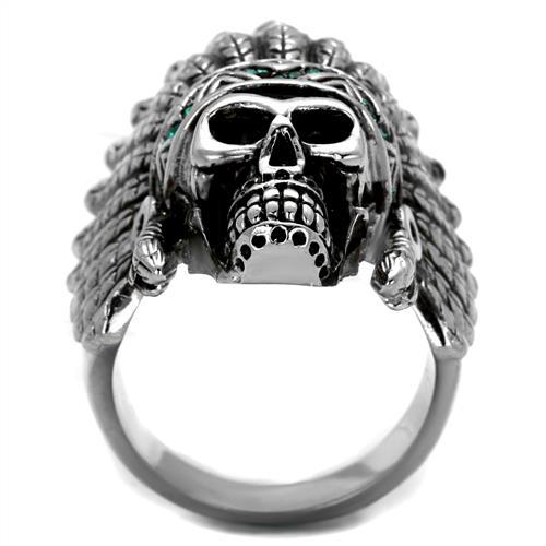 TK2245 - High polished (no plating) Stainless Steel Ring with Top Grade Crystal  in Emerald-2