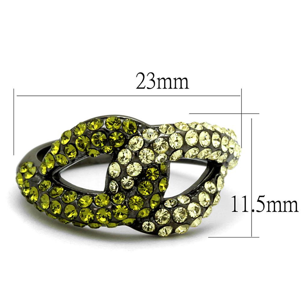 TK2251LJ - IP Light Black  (IP Gun) Stainless Steel Ring with Top Grade Crystal  in Multi Color-1