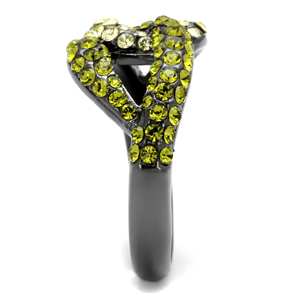 TK2251LJ - IP Light Black  (IP Gun) Stainless Steel Ring with Top Grade Crystal  in Multi Color-4