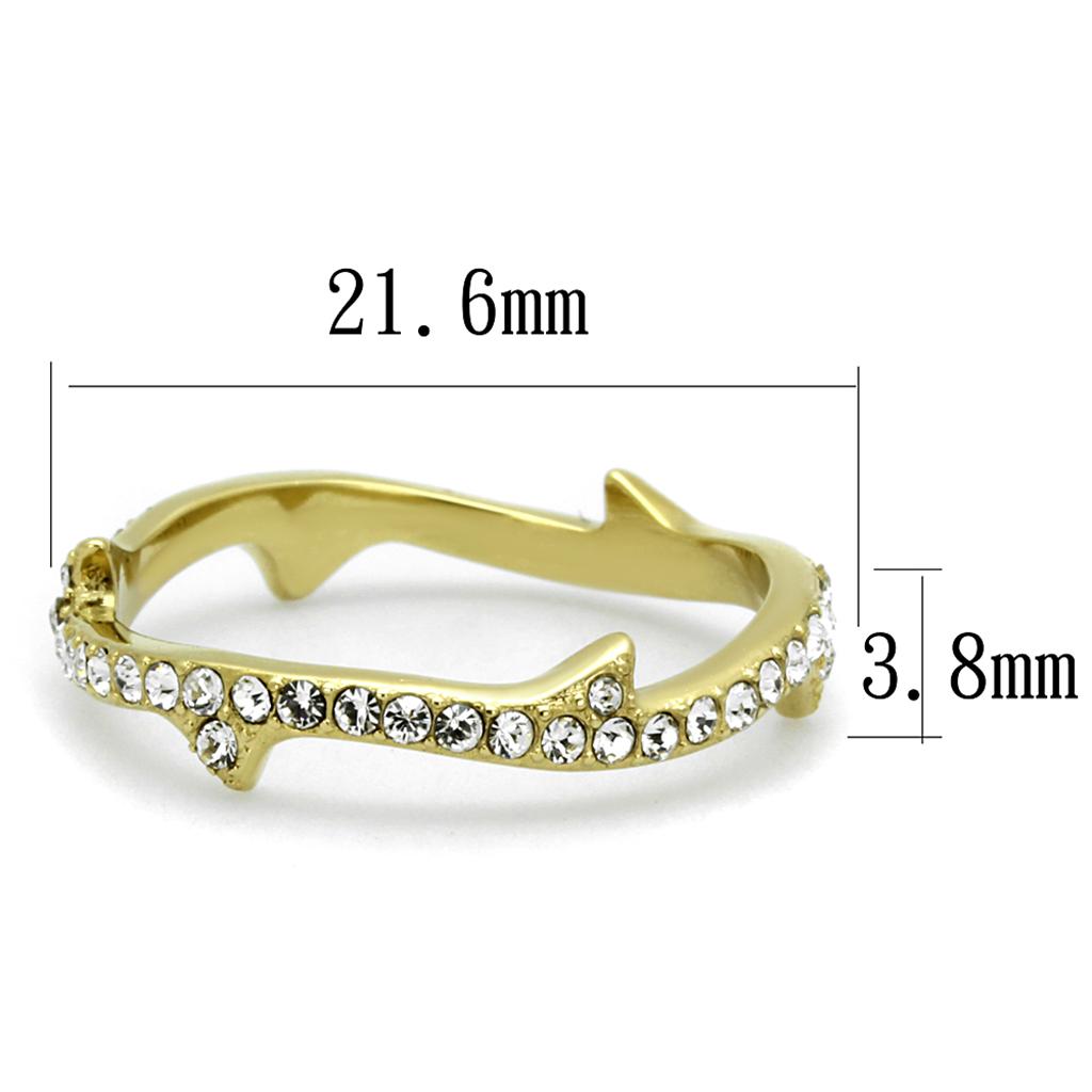 TK2255 - IP Gold(Ion Plating) Stainless Steel Ring with Top Grade Crystal  in Clear-1