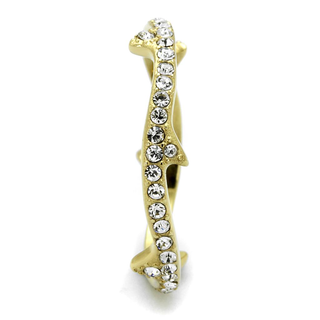 TK2255 - IP Gold(Ion Plating) Stainless Steel Ring with Top Grade Crystal  in Clear-3