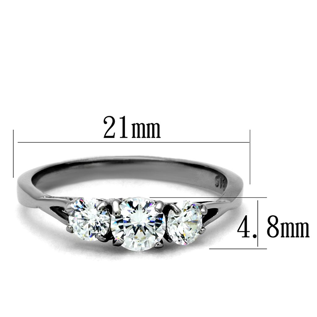 TK2260 - High polished (no plating) Stainless Steel Ring with AAA Grade CZ  in Clear-1