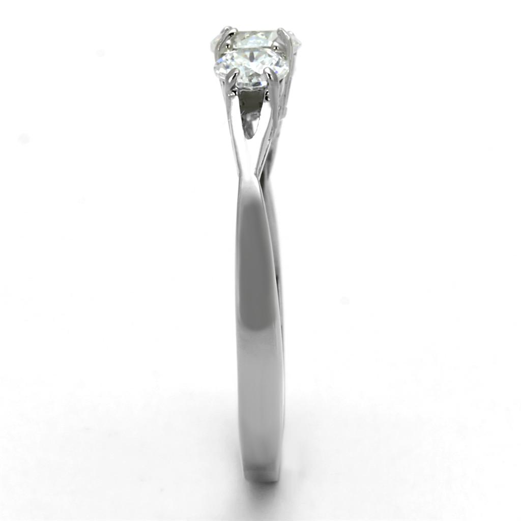 TK2260 - High polished (no plating) Stainless Steel Ring with AAA Grade CZ  in Clear-3