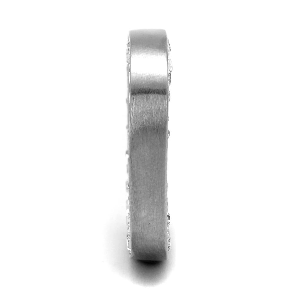TK2261 - High polished (no plating) Stainless Steel Ring with Top Grade Crystal  in Clear-3