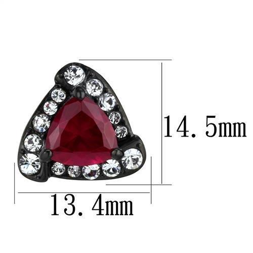 TK2272 - IP Black(Ion Plating) Stainless Steel Earrings with AAA Grade CZ  in Ruby-1