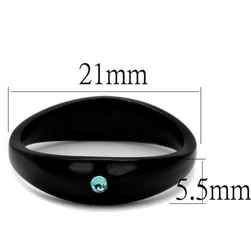 TK2274 - IP Black(Ion Plating) Stainless Steel Ring with Top Grade Crystal  in Light Sapphire-1