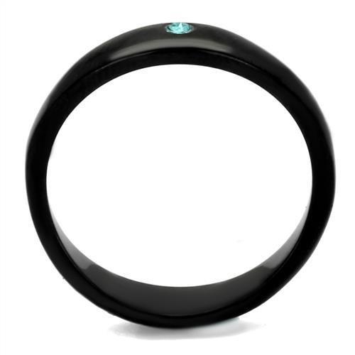 TK2274 - IP Black(Ion Plating) Stainless Steel Ring with Top Grade Crystal  in Light Sapphire-2