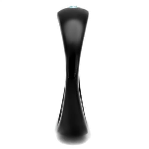 TK2274 - IP Black(Ion Plating) Stainless Steel Ring with Top Grade Crystal  in Light Sapphire-3
