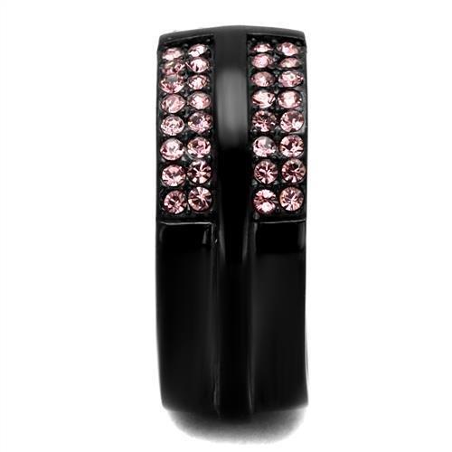 TK2280 - IP Black(Ion Plating) Stainless Steel Ring with Top Grade Crystal  in Light Amethyst-3