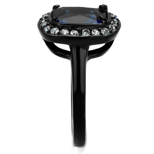 TK2283 - Two-Tone IP Black (Ion Plating) Stainless Steel Ring with Synthetic Synthetic Glass in Montana-3