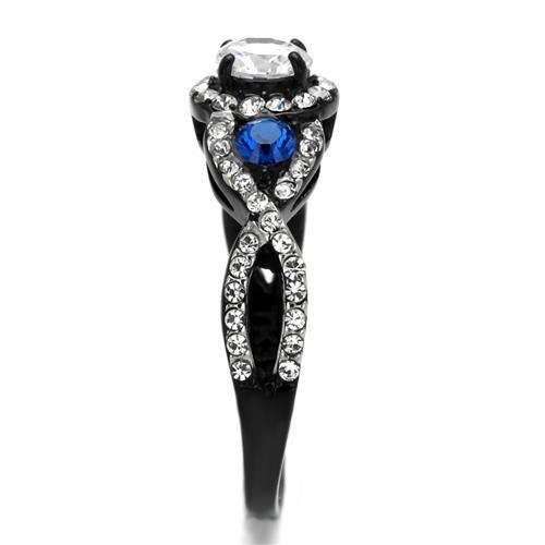 TK2286 - Two-Tone IP Black (Ion Plating) Stainless Steel Ring with AAA Grade CZ  in Clear-3