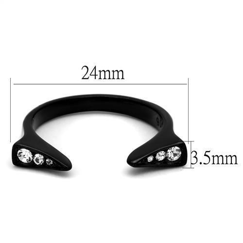 TK2287 - IP Black(Ion Plating) Stainless Steel Ring with Top Grade Crystal  in Clear-1