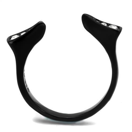 TK2287 - IP Black(Ion Plating) Stainless Steel Ring with Top Grade Crystal  in Clear-2