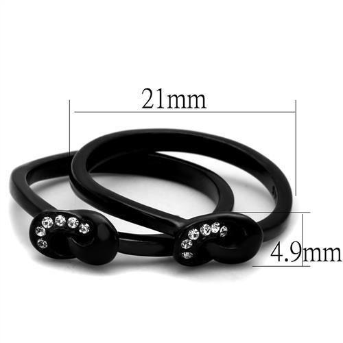 TK2300 - IP Black(Ion Plating) Stainless Steel Ring with Top Grade Crystal  in Clear-1