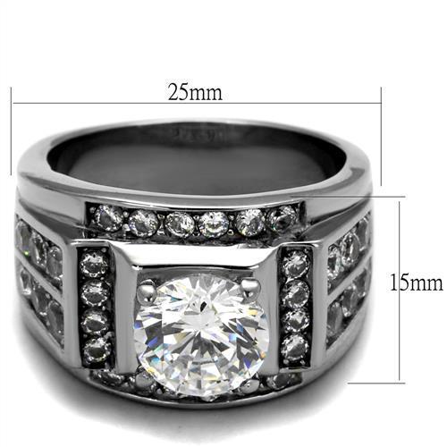 TK2305 - High polished (no plating) Stainless Steel Ring with AAA Grade CZ  in Clear-1